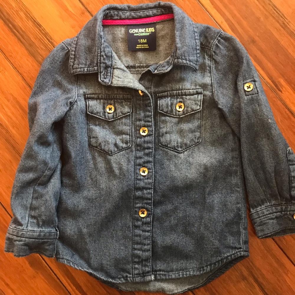 EUC Oshkosh girls denim button down shirt